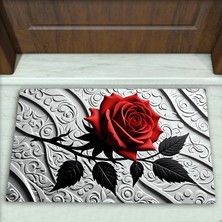 Colorix Carpet Gül Desenli Dekoratif Kapı Önü Paspası No: 2639