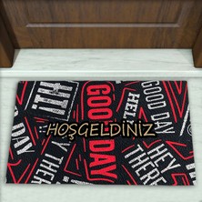 Colorix Carpet Yazı Desenli Dekoratif Kapı Önü Paspası No: 2698