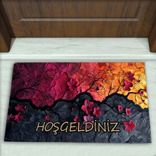 Colorix Carpet Çiçek Desenli Dekoratif Kapı Önü Paspası No: 2805