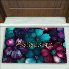Colorix Carpet Çiçek Desenli Dekoratif Kapı Önü Paspası No: 2127
