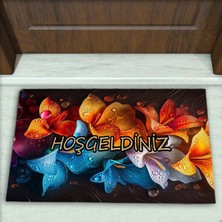 Colorix Carpet Çiçek Desenli Dekoratif Kapı Önü Paspası No: 1873