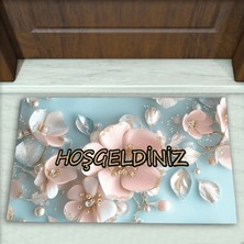 Colorix Carpet Çiçek Desenli Dekoratif Kapı Önü Paspası No: 2355