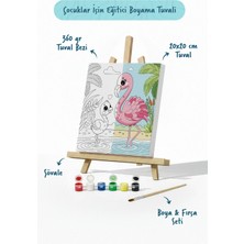 Tabdiko Flamingo Temalı Çocuk Boyama Tuvali – Şövaleli Eğitici Boyama Seti 20X20 cm