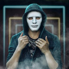 Colezium Beyaz Renk Hip Hop Anonim Jabbawkeez Dans Maskesi 18X19 cm