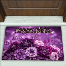 Colorix Carpet Gül Desenli Dekoratif Kapı Önü Paspası No: 2831