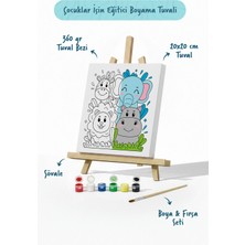 Tabdiko Safari Hayvanları Çocuk Boyama Tuvali – Şövaleli Eğitici Boyama Seti 20X20 cm