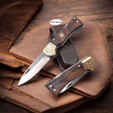 N690 Böhler Çelik Gravürlü Balçıklı Kilitli Yaylı Çakı | Dayanıklı El Işçiliği Çakı Modelleri