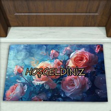Colorix Carpet Çiçek Desenli Dekoratif Kapı Önü Paspası No: 2003