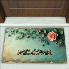 Colorix Carpet Gül Desenli Dekoratif Kapı Önü Paspası No: 2383