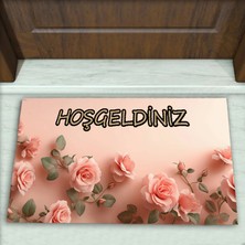 Colorix Carpet Gül Desenli Dekoratif Kapı Önü Paspası No: 2830