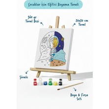 Tabdiko Uzaydaki Çocuk Figürlü Çocuk Boyama Tuvali – Şövaleli Boya Seti 20X20