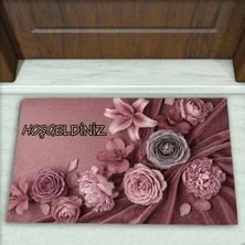 Colorix Carpet Gül Desenli Dekoratif Kapı Önü Paspası No: 2561