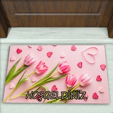 Colorix Carpet Çiçek Desenli Dekoratif Kapı Önü Paspası No: 2744