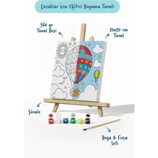 Tabdiko Balon Temalı Çocuk Boyama Tuvali – Şövaleli Eğitici Boyama Seti 20X20 cm