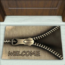 Colorix Carpet Fermuar Desenli Dekoratif Kapı Önü Paspası No: 2159