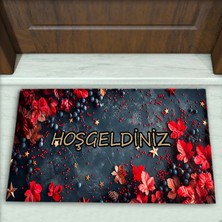 Colorix Carpet Çiçek Desenli Dekoratif Kapı Önü Paspası No: 2230