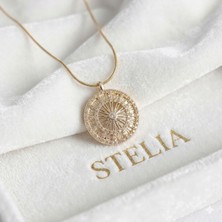 Stelia 316L Çelik Gold – Altın Renk Zirkon Taşlı 12 Burç Madalyon Model Kadın Kolye