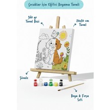 Tabdiko Sevimli Köpek ve Kuş Temalı Çocuk Boyama Tuvali – Şövaleli Eğitici Boyama Seti 20X20 cm
