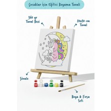 Tabdiko Unicorn Figürlü Çocuk Boyama Tuvali – Şövaleli Boya Seti 20X20