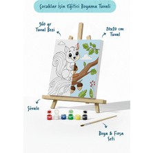Tabdiko Sevimli Sincap Temalı Çocuk Boyama Tuvali – Şövaleli Eğitici Boyama Seti 20X20 cm