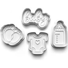 Liya3D Baby Temalı Kurabiye Kalıbı Seti – 4 Parça 3D Baskı Şeker Hamuru ve Kurabiye Kalıbı