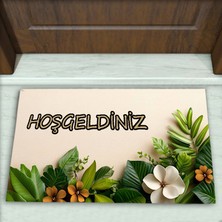 Colorix Carpet Çiçek Desenli Dekoratif Kapı Önü Paspası No: 2466