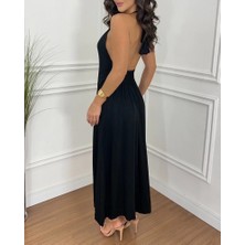 Civetta Kadın Boyundan Askılı Halter Kollu Viskon Elbise