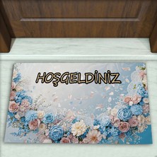 Colorix Carpet Çiçek Desenli Dekoratif Kapı Önü Paspası No: 2564