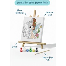 Tabdiko Sevimli Peri Temalı Çocuk Boyama Tuvali – Şövaleli Eğitici Boyama Seti 20X20 cm