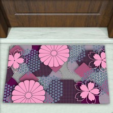 Colorix Carpet Çiçek Desenli Dekoratif Kapı Önü Paspası No: 2491