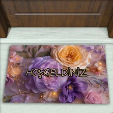 Colorix Carpet Çiçek Desenli Dekoratif Kapı Önü Paspası No: 2719