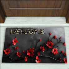 Colorix Carpet Çiçek Desenli Dekoratif Kapı Önü Paspası No: 2692