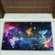 Colorix Carpet Kelebek Desenli Dekoratif Kapı Önü Paspası No: 2135