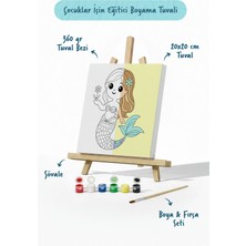 Tabdiko Deniz Kızı Figürlü Çocuk Boyama Tuvali – Şövaleli Boya Seti 20X20