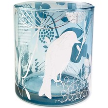 Alesta Home Kuş Desenli Dekoratif Mavi Tealight Mumluk 7X7CM