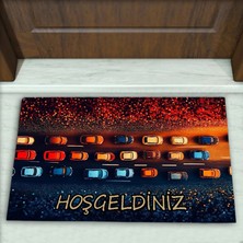 Colorix Carpet Araba Desenli Dekoratif Kapı Önü Paspası No: 2637
