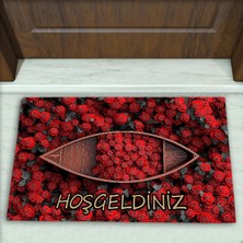 Colorix Carpet Gül Desenli Dekoratif Kapı Önü Paspası No: 2426