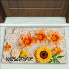 Colorix Carpet Çiçek Desenli Dekoratif Kapı Önü Paspası No: 2733