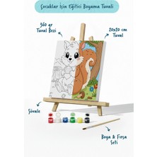 Tabdiko Sevimli Sincap Temalı Çocuk Boyama Tuvali – Şövaleli Eğitici Boyama Seti 20X20 cm