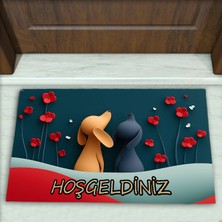 Colorix Carpet Köpek Desenli Dekoratif Kapı Önü Paspası No: 2819
