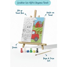 Tabdiko Çiftlik ve Kamyon Temalı Çocuk Boyama Tuvali – Şövaleli Eğitici Boyama Seti 20X20 cm
