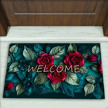 Colorix Carpet Gül Desenli Dekoratif Kapı Önü Paspası No: 2071