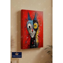 Tablo Royale Şaşkın Bakan Kedi Dekor Kanvas Tablo - Salon Tablo - Ofis Tablo