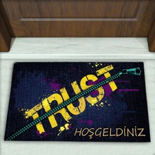 Colorix Carpet Yazı Desenli Dekoratif Kapı Önü Paspası No: 2705