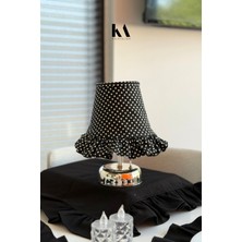 Kai Atelier Dottie Keten Fırfırlı Kablosuz Masa Lambası / Krom Ayak