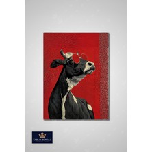 Tablo Royale Artist Gözlük Takan Inek Dekor Kanvas Tablo - Salon Tablo - Ofis Tablo