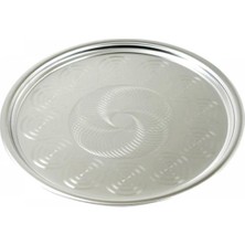 Abnturk Yüksek Kalite 60 cm Yuvarlak Çelik Tepsi Büyük Boy Servis Tepsisi