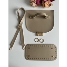 ZG Hobi Aksesuar Örgü Çantalar Için Suni Deriden Kapak ,taban ve Askı Seti Vizon Renk