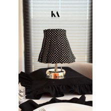 Kai Atelier Dottie Keten Fırfırlı Kablosuz Masa Lambası / Krom Ayak