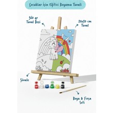 Tabdiko Unicorn Figürlü Çocuk Boyama Tuvali – Şövaleli Boya Seti 20X20